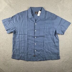 Todd Snyder Baird McNutt Shirt Mens XL Blue Irish Linen Camp Loop Collar NEW